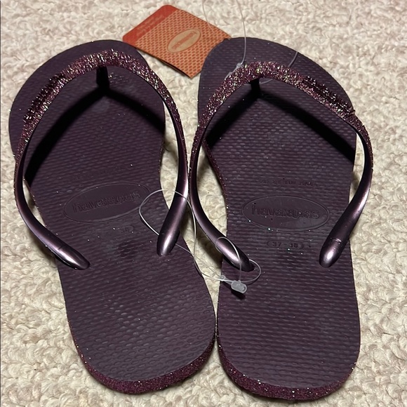 Havaianas Women's Purple glitter Flip Flops 37 38 7.5 - Picture 3 of 7